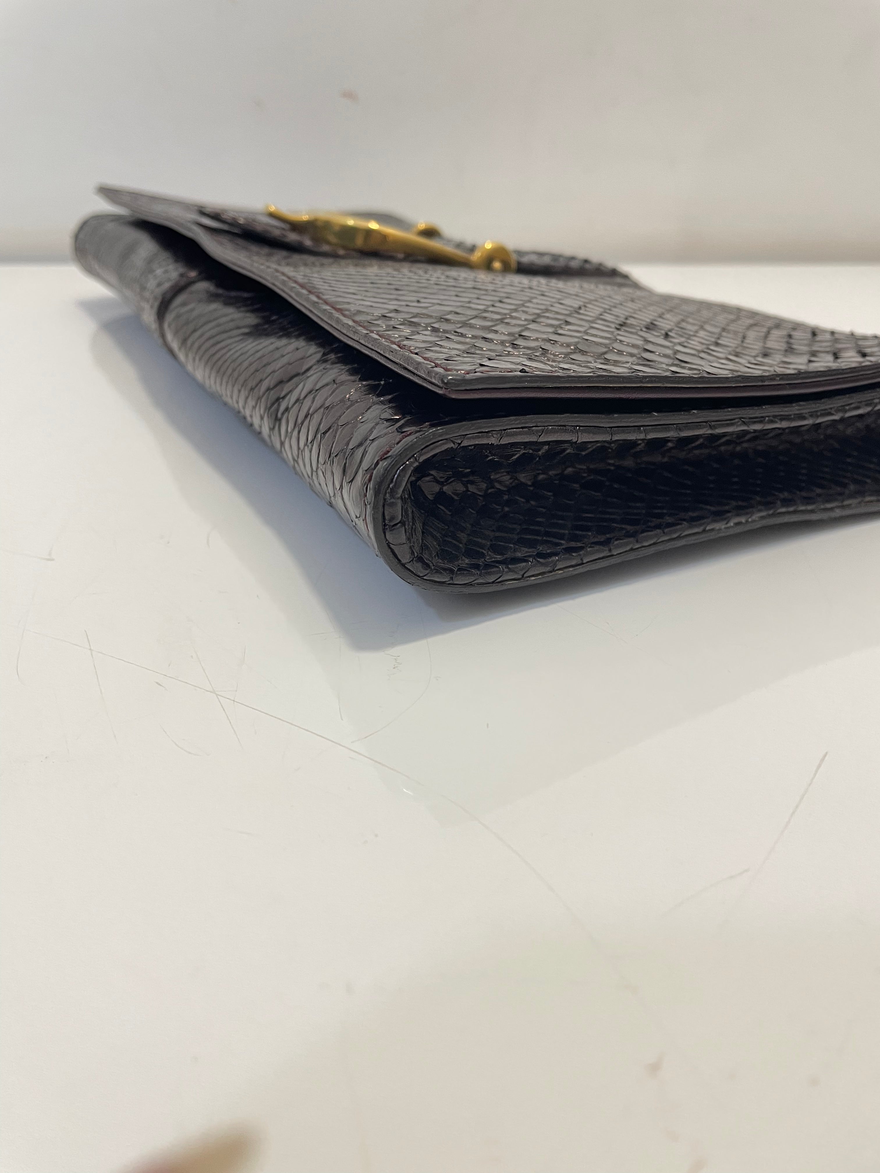 Gucci Burgundy Python Stirrup Clutch-Clutch-Gucci-The Closet Egypt