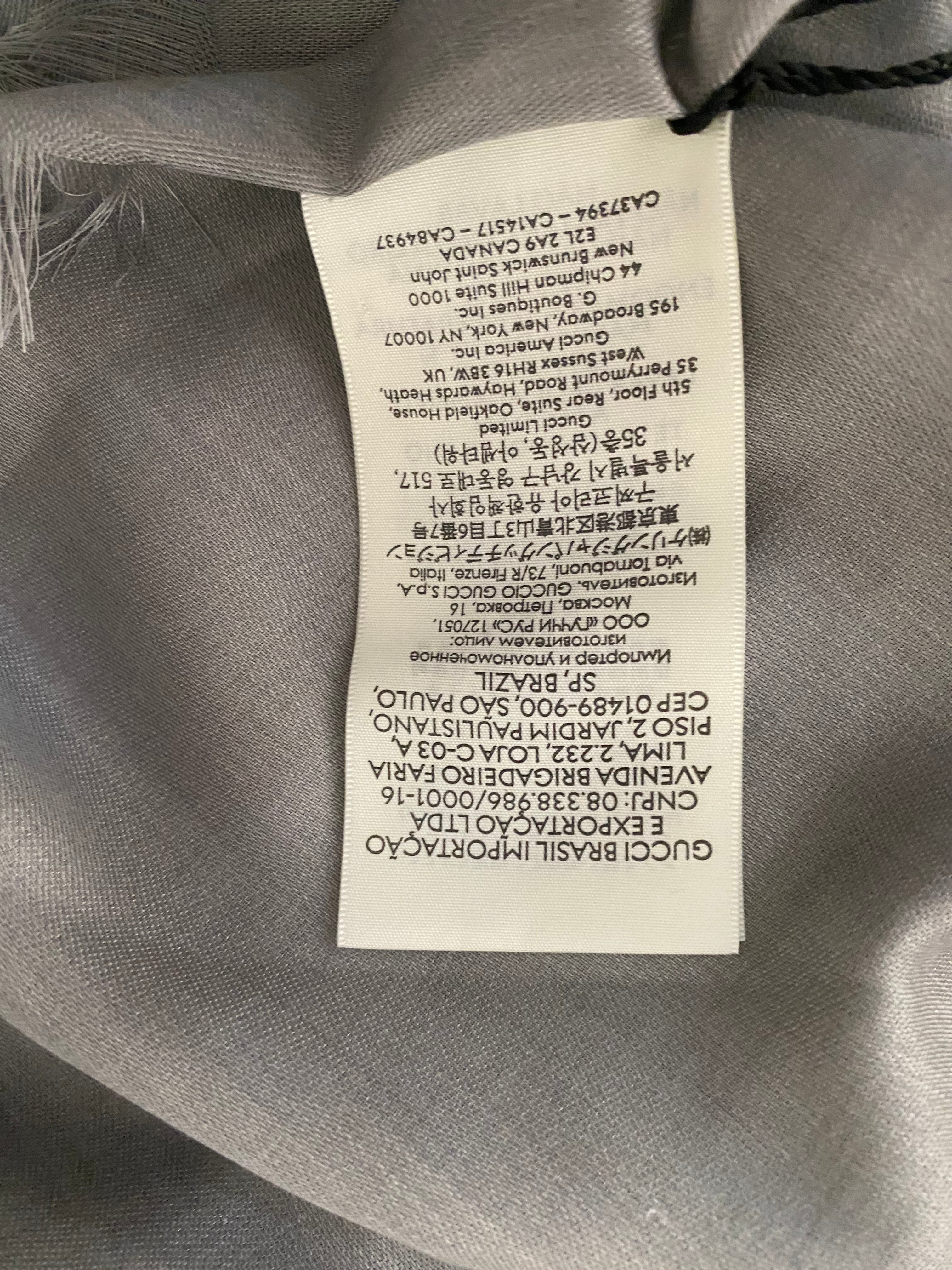 Gucci Light Grey GG Scarf