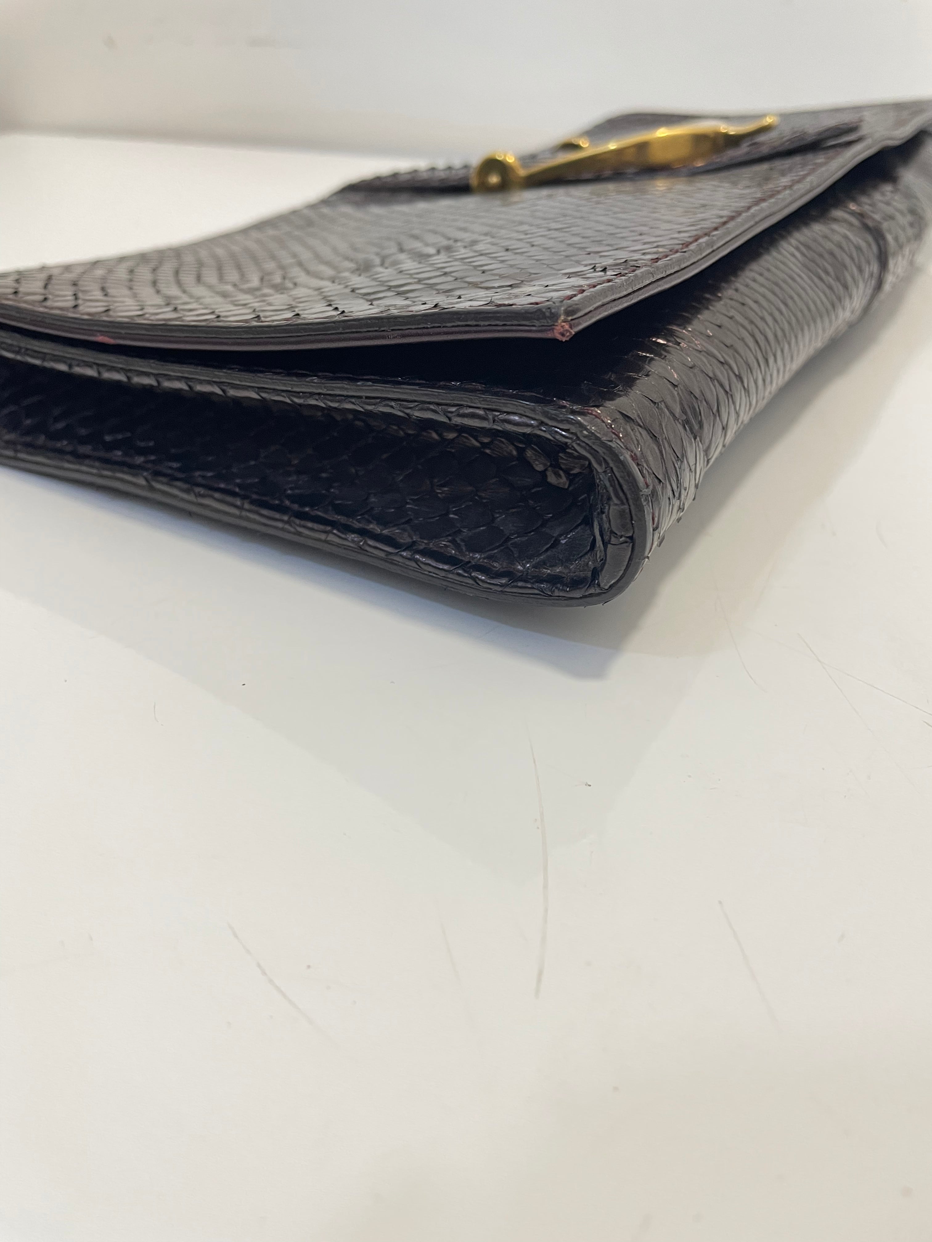 Gucci Burgundy Python Stirrup Clutch-Clutch-Gucci-The Closet Egypt