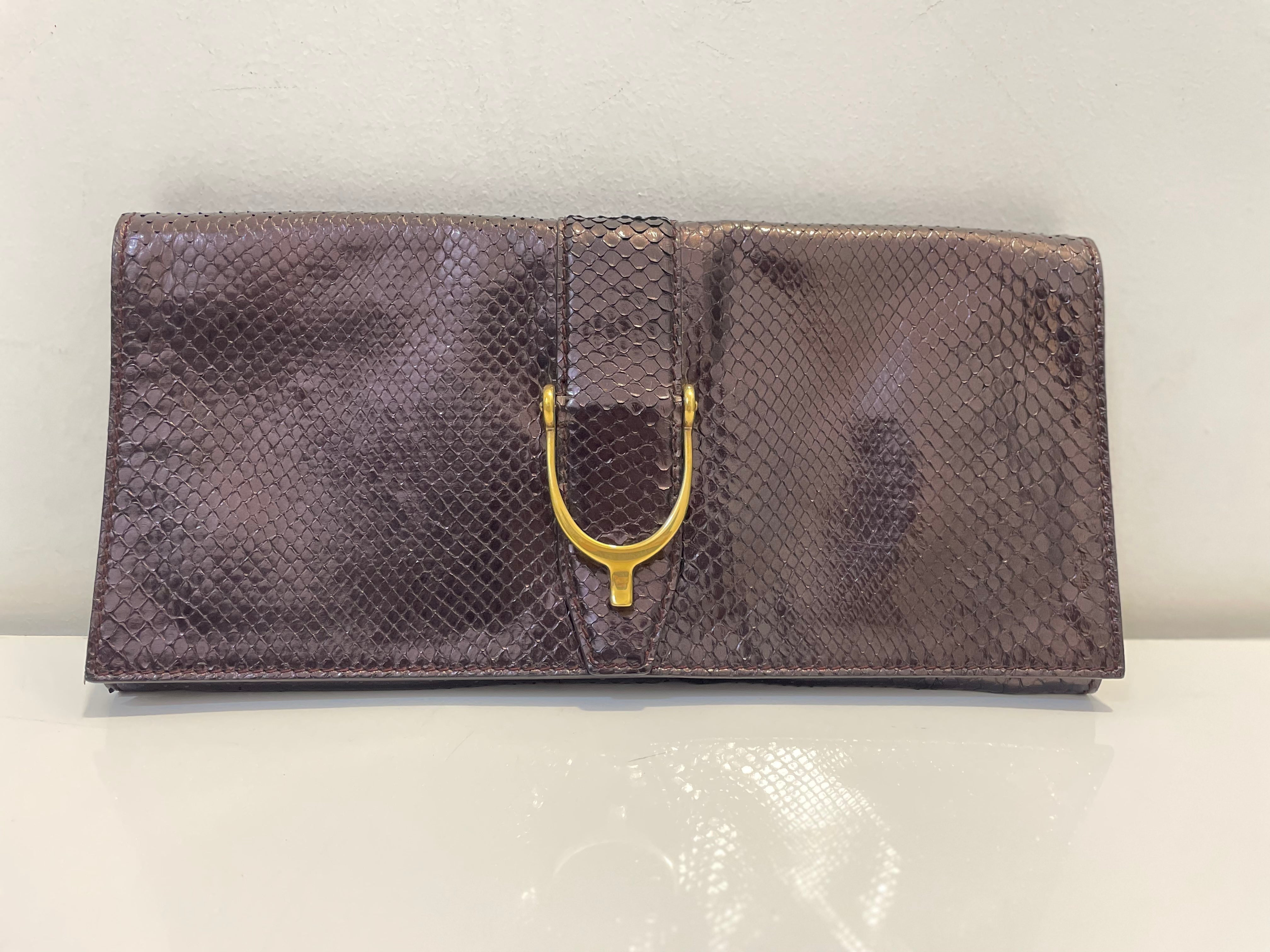 Gucci Burgundy Python Stirrup Clutch-Clutch-Gucci-The Closet Egypt