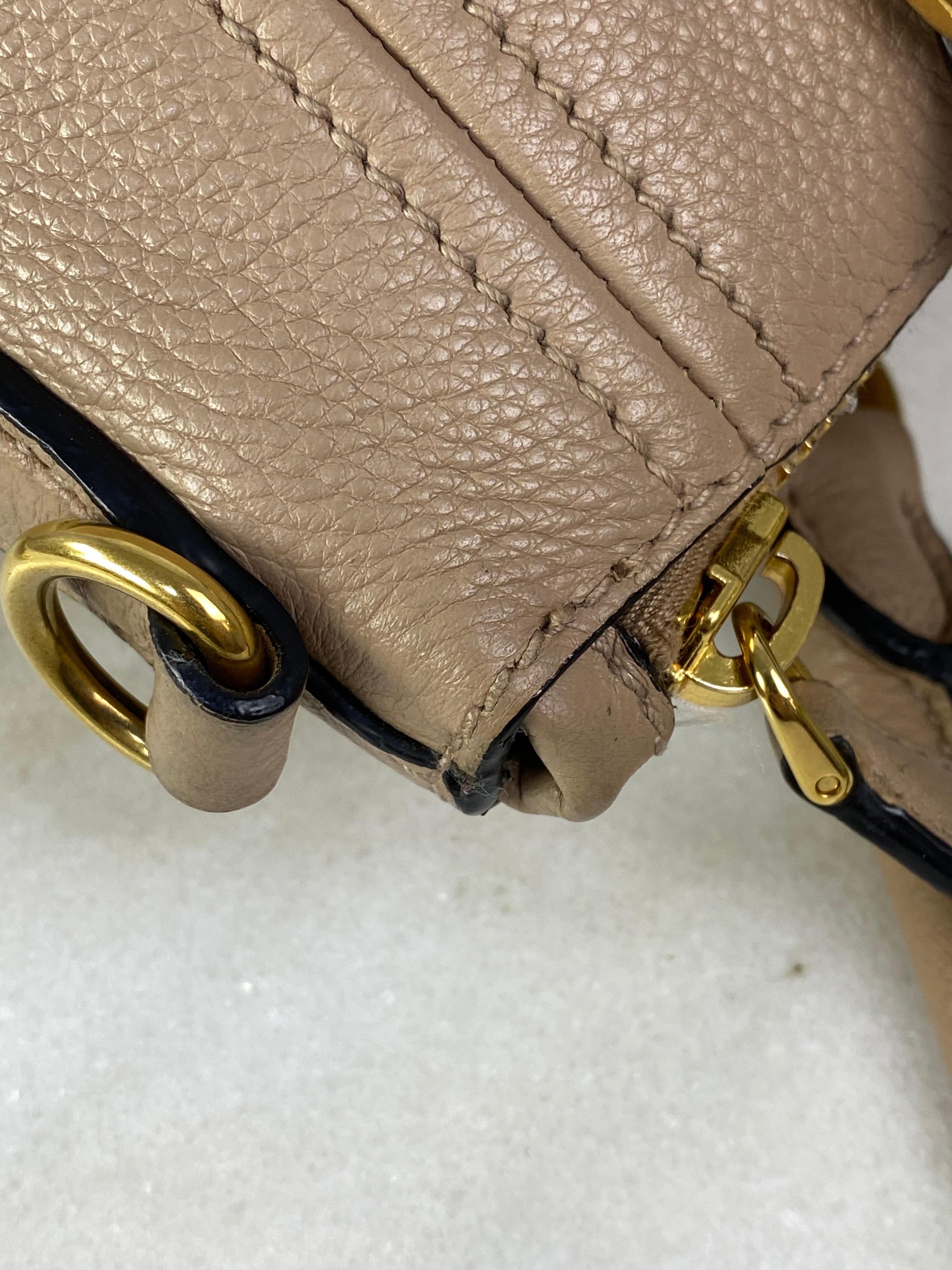 Prada Beige Vitello Daino Tote Bag W/ Strap