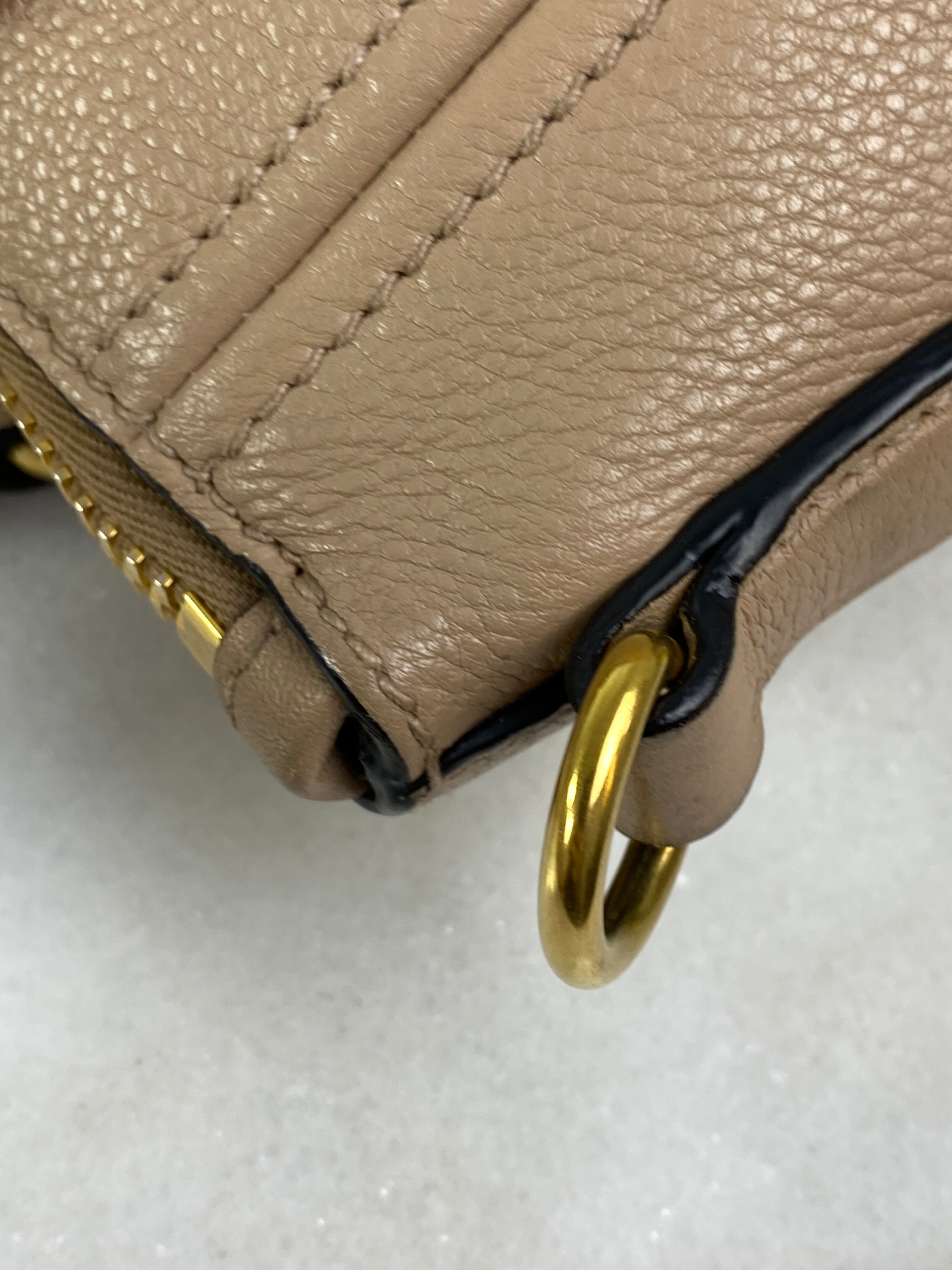 Prada Beige Vitello Daino Tote Bag W/ Strap