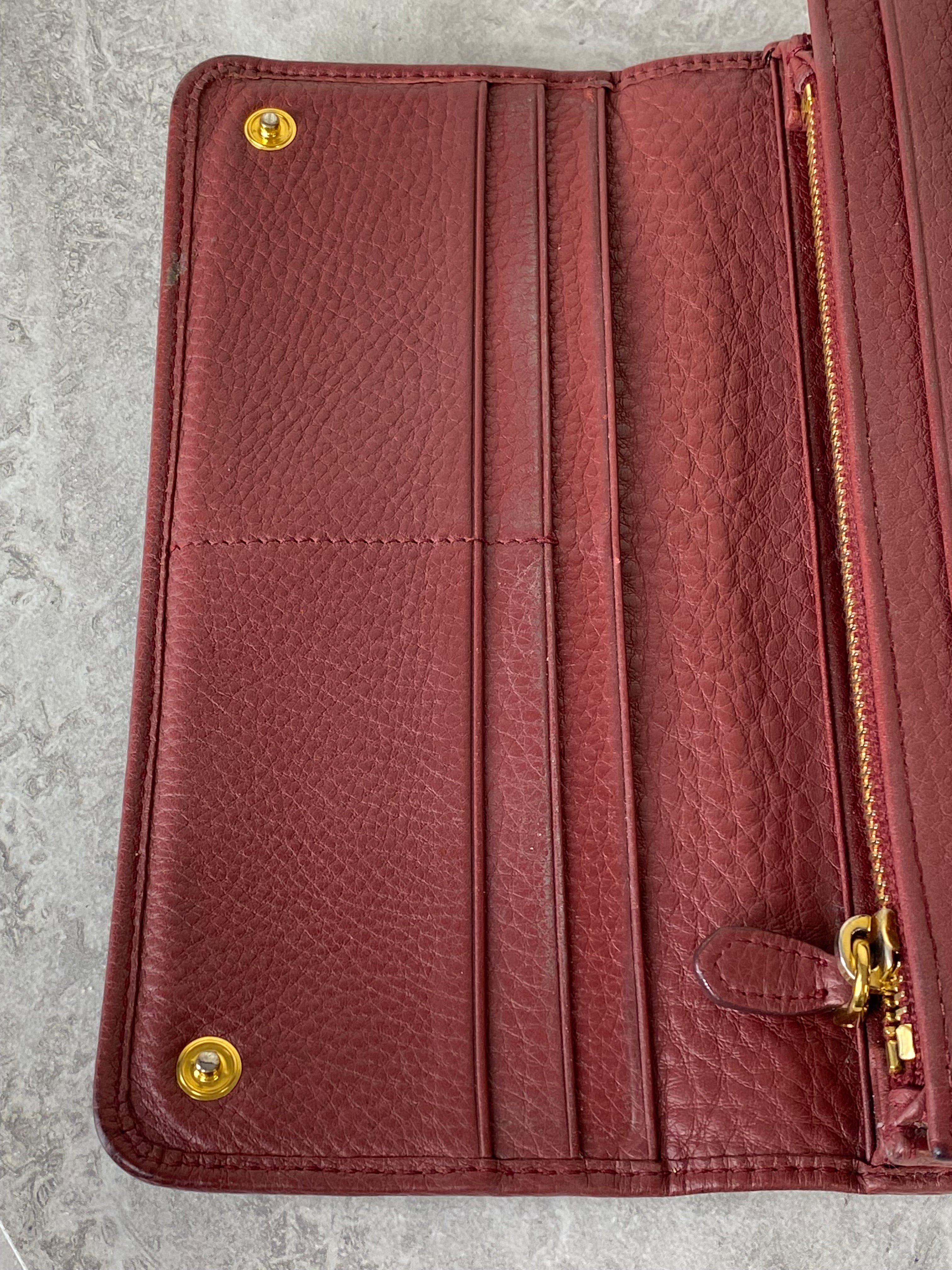 Prada Burgundy Long Wallet-wallet-Prada-The Closet Egypt