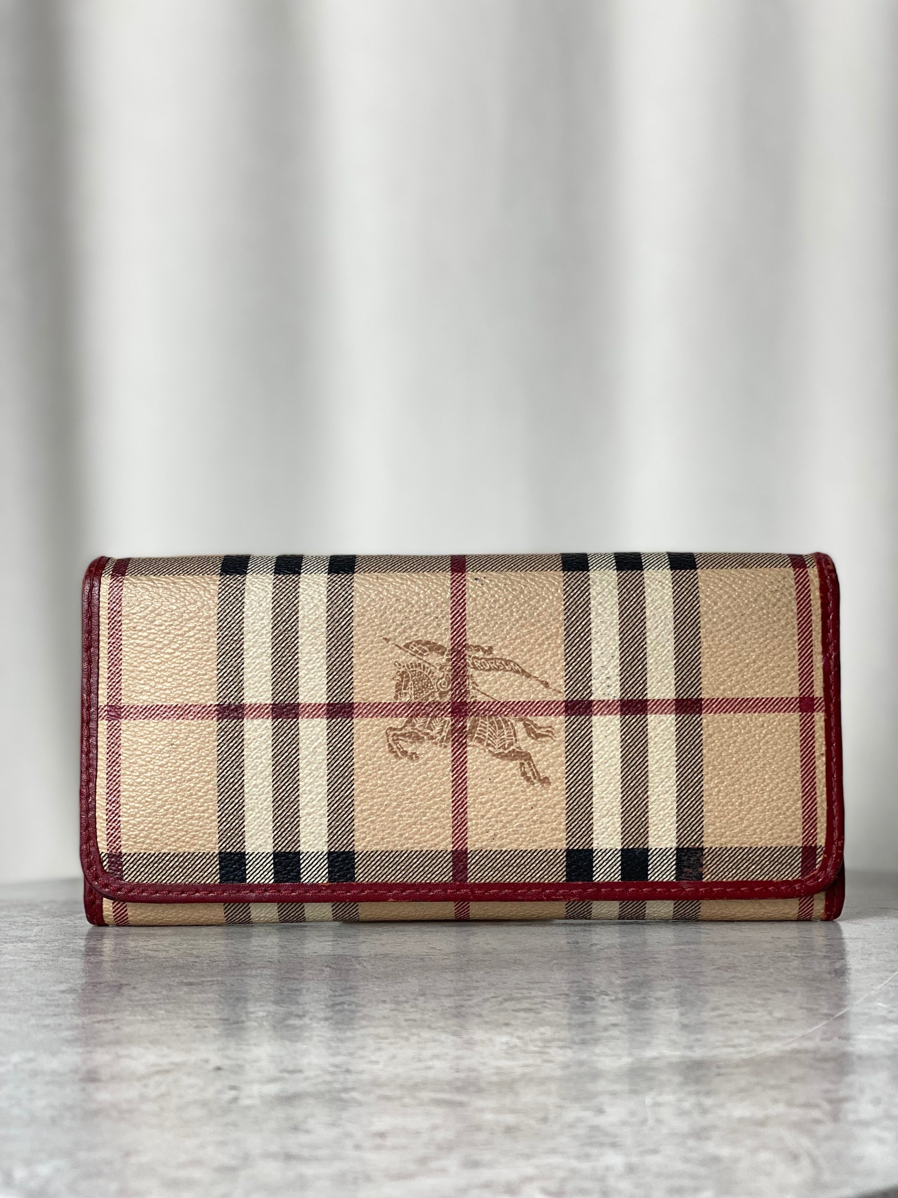 Burberry Red Haymarket Flap Long Wallet-wallet-Burberry-The Closet Egypt