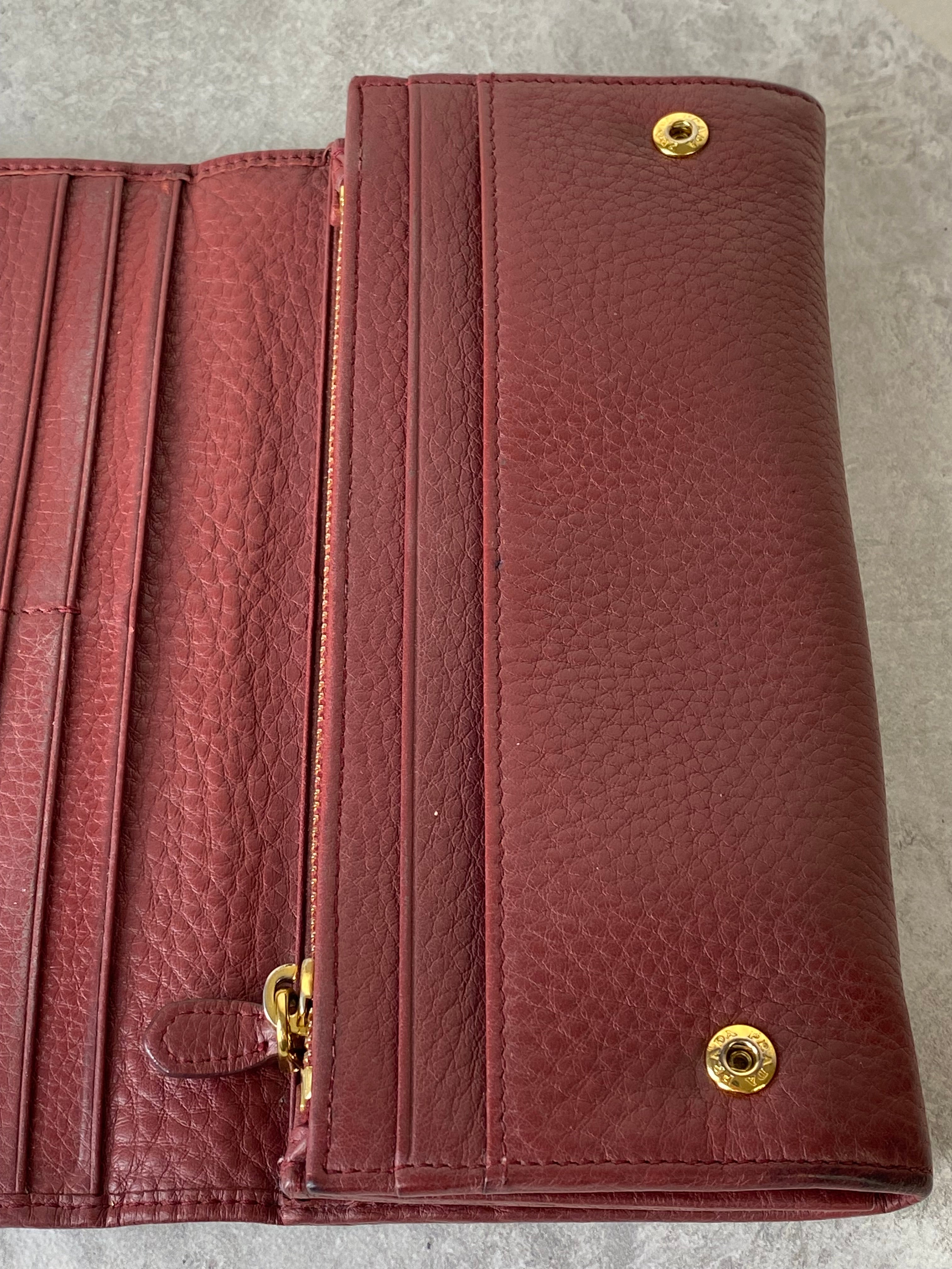 Prada Burgundy Long Wallet-wallet-Prada-The Closet Egypt