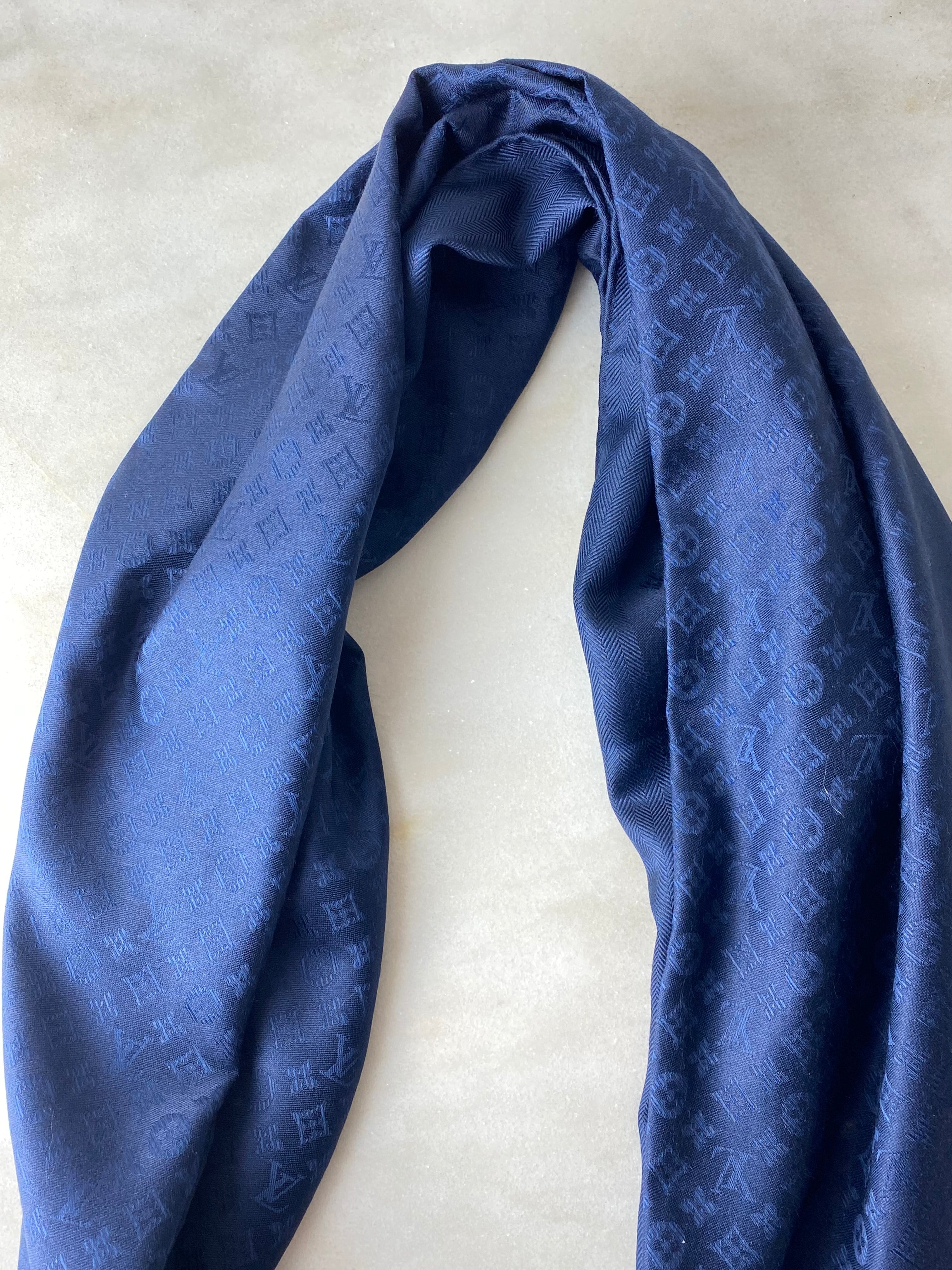 Louis Vuitton Navy Blue Monogram Evermore Shawl-Shawl-Louis Vuitton-The Closet Egypt