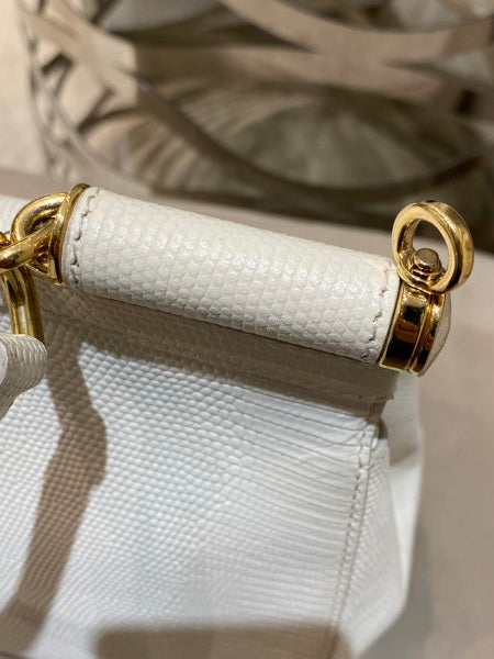 Dolce & Gabbana White Iguana Print Crystal Sicily Medium Bag-handbag-Dolce & Gabbana-The Closet Egypt