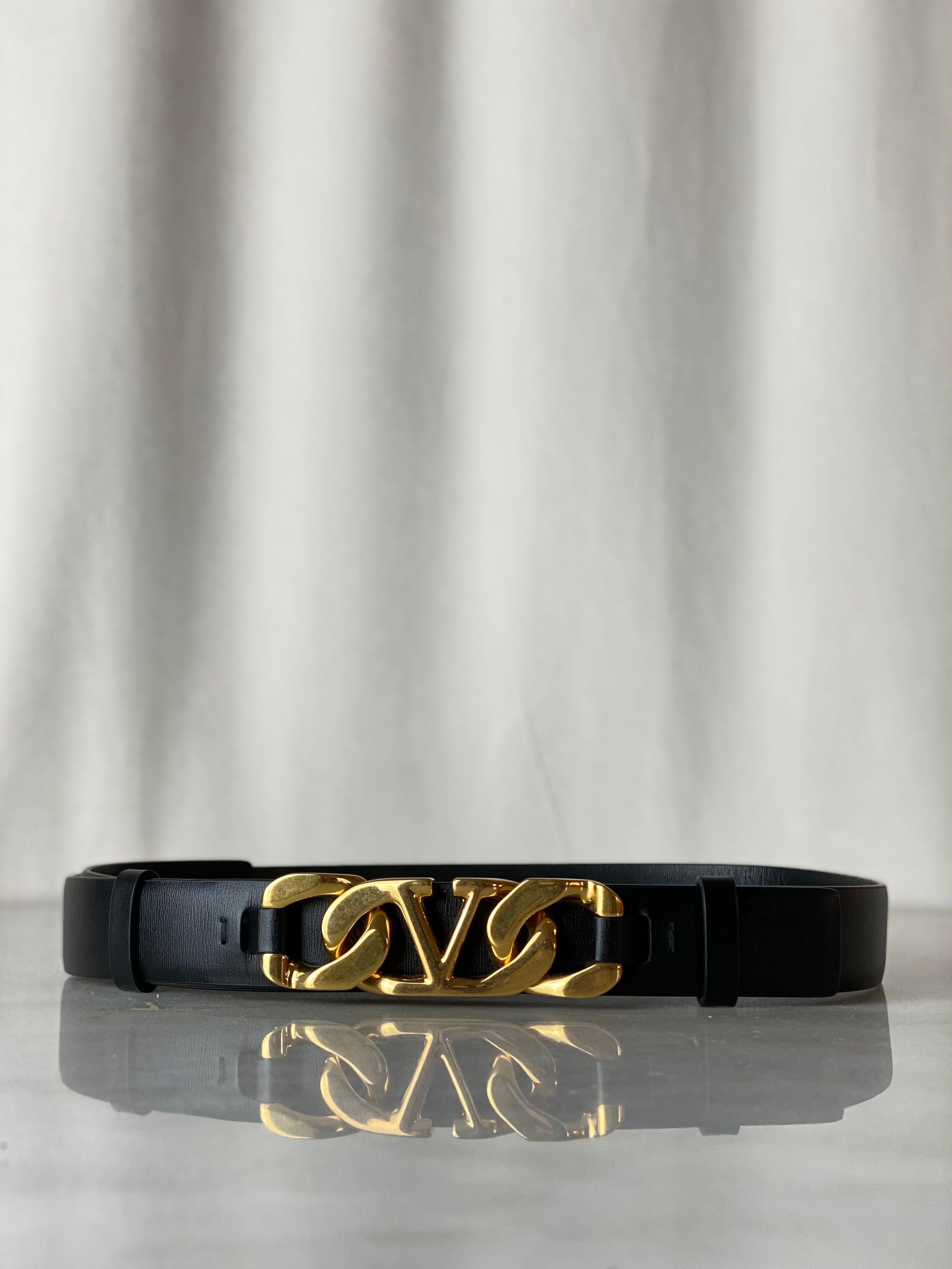 Valentino Black Garavani V Logo Chain Belt 28-Belt-Valentino-The Closet Egypt