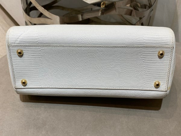 Dolce & Gabbana White Iguana Print Crystal Sicily Medium Bag-handbag-Dolce & Gabbana-The Closet Egypt