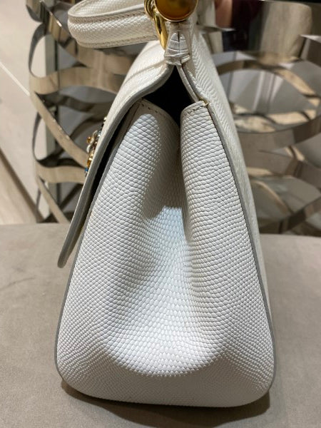Dolce & Gabbana White Iguana Print Crystal Sicily Medium Bag-handbag-Dolce & Gabbana-The Closet Egypt