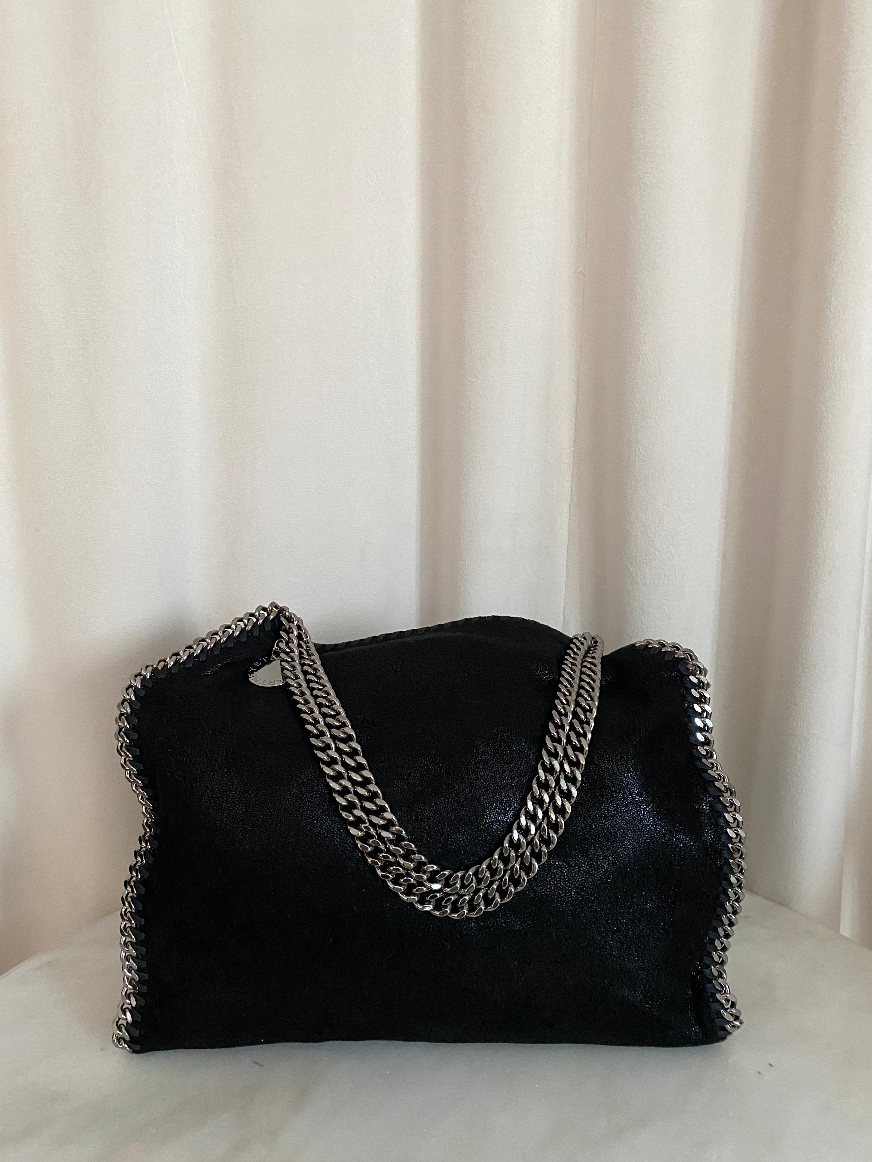Stella Mccartney Black Falabella Medium Bag W/ Chain