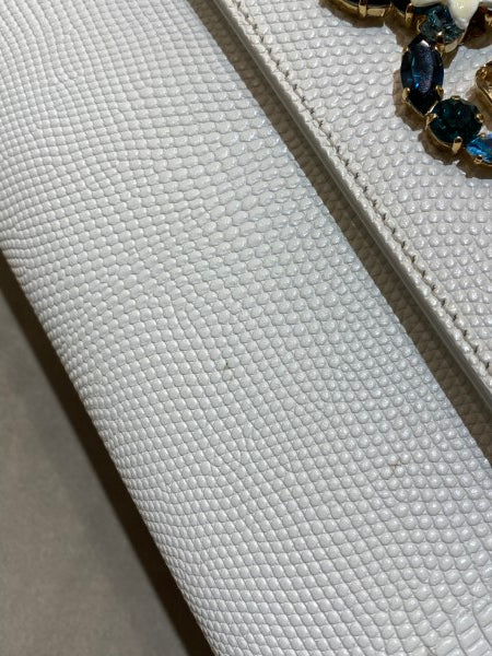 Dolce & Gabbana White Iguana Print Crystal Sicily Medium Bag-handbag-Dolce & Gabbana-The Closet Egypt