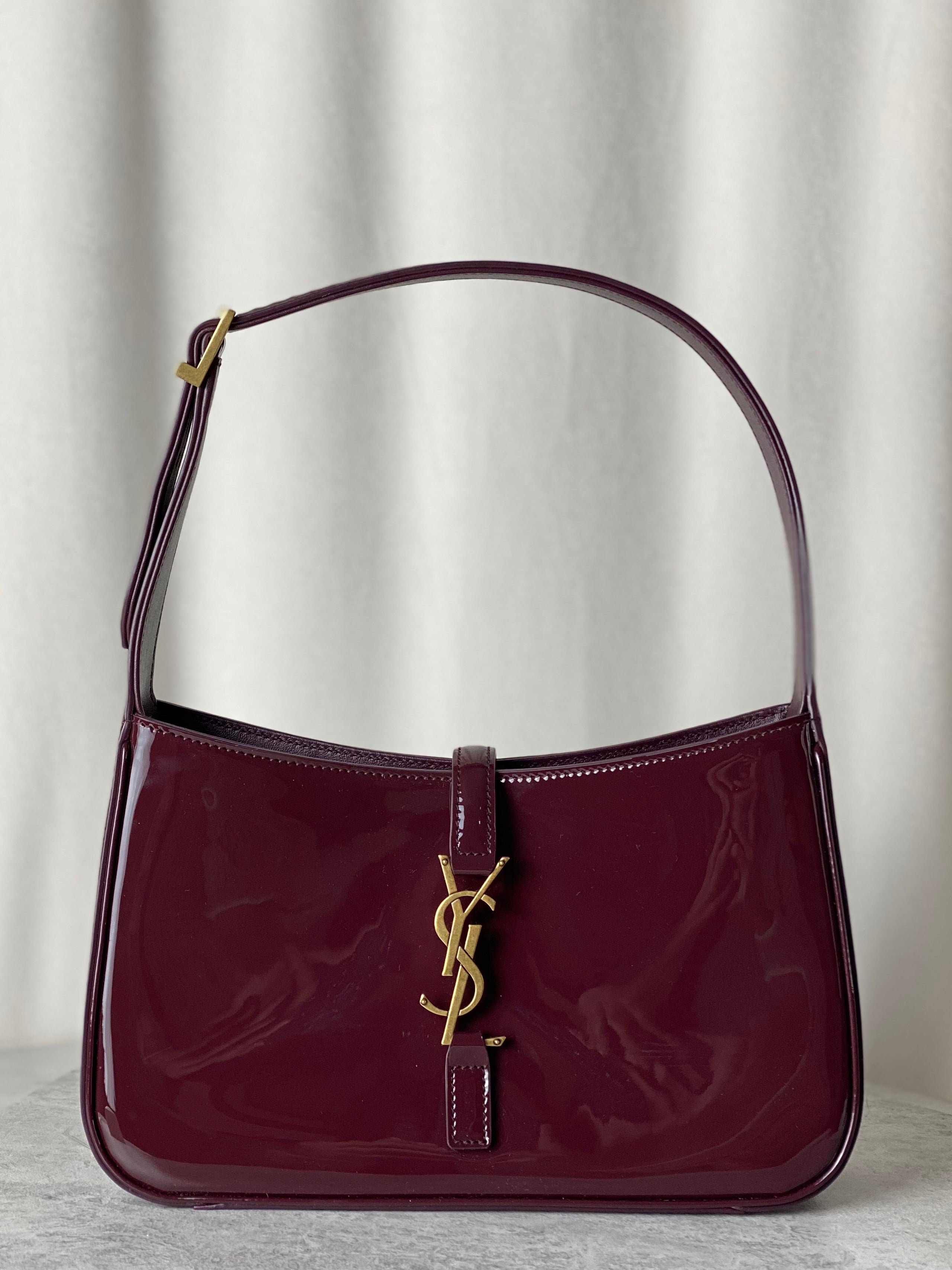 YSL Burgundy Vernis LE 5 A 7 SAC Shoulder Bag-handbag-YSL-The Closet Egypt