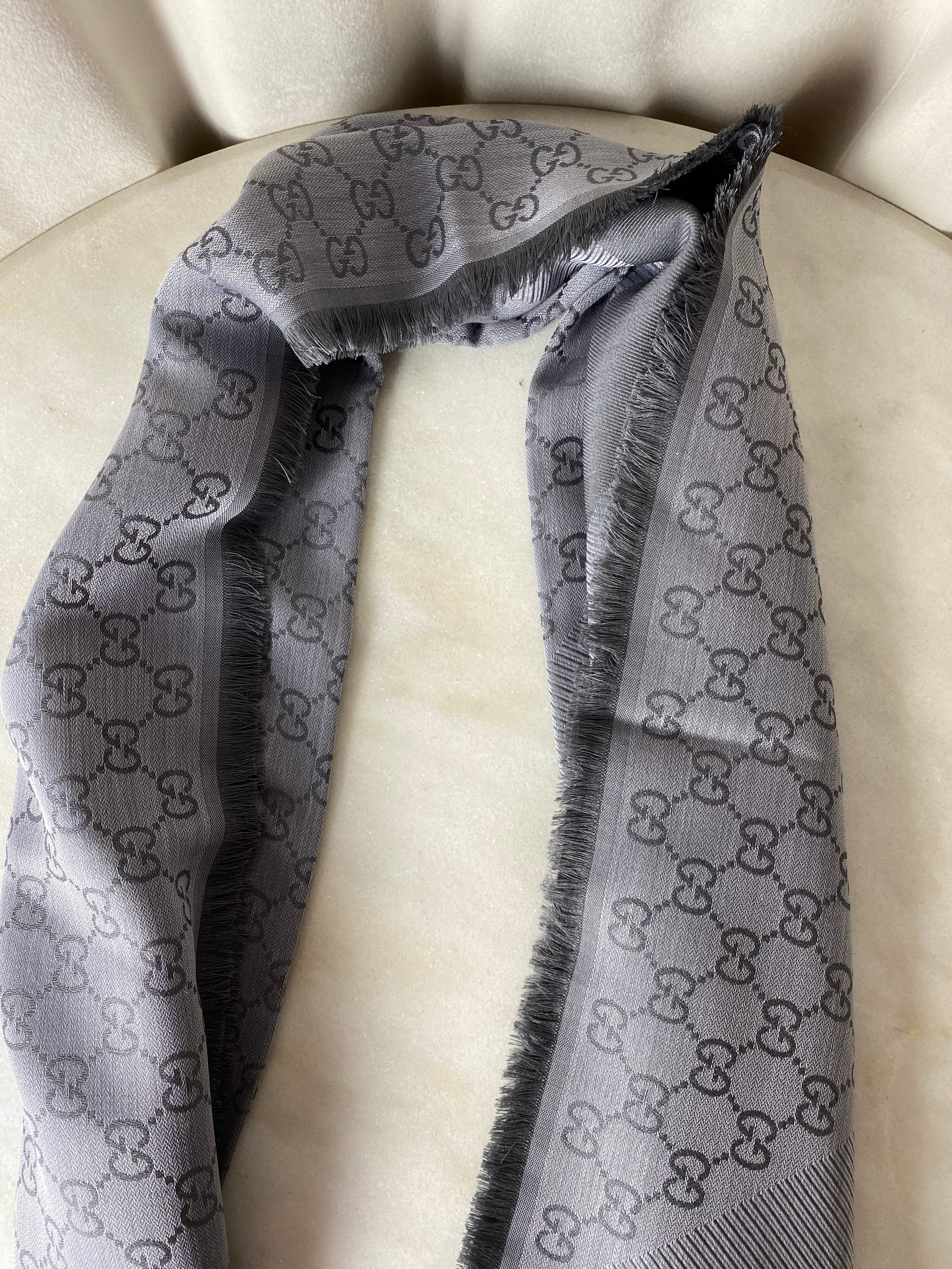 Gucci Light Grey GG Scarf-Scarf-Gucci-The Closet Egypt