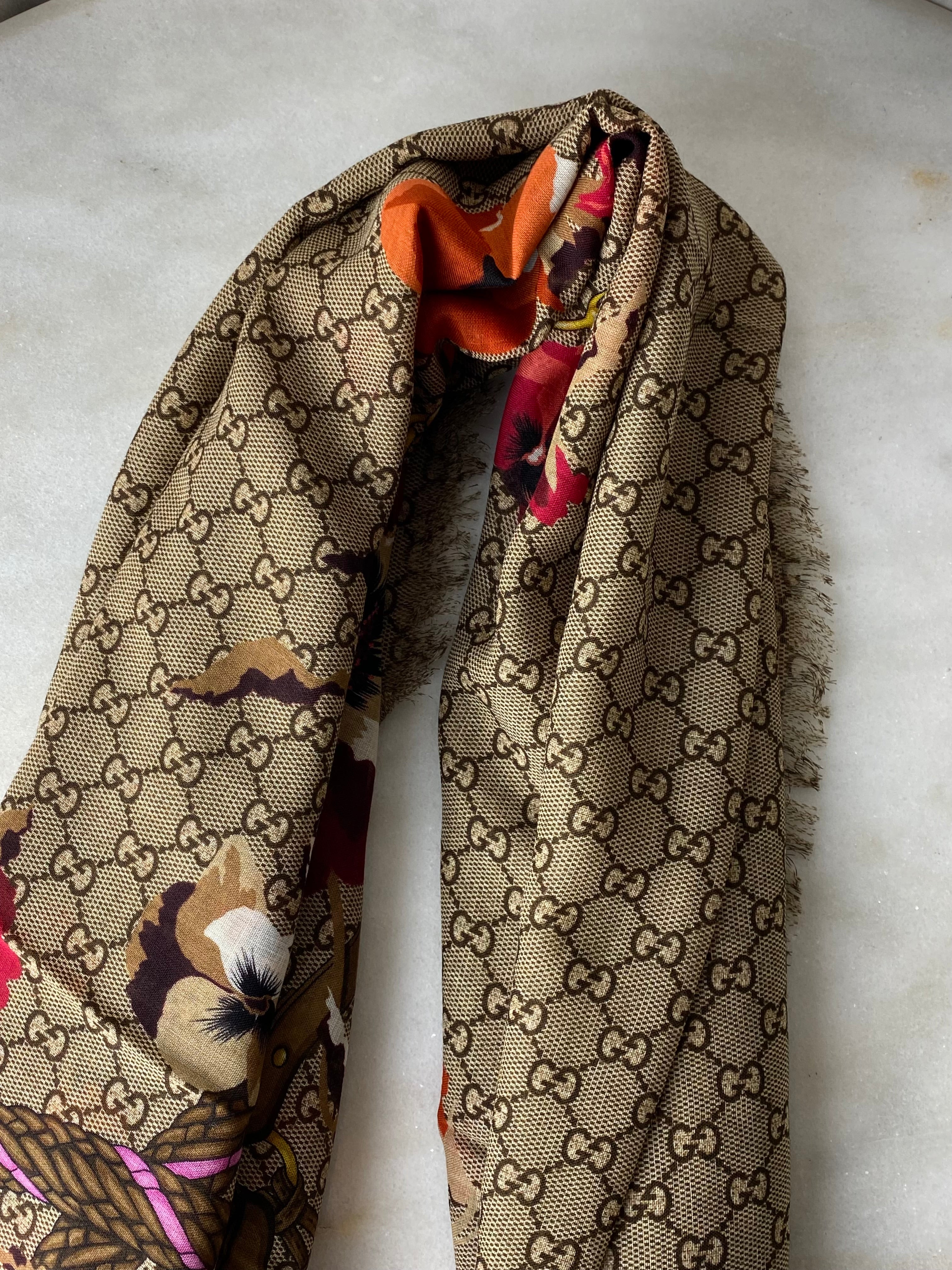Gucci Bicolor GG Floral Scarf-Scarf-Gucci-The Closet Egypt
