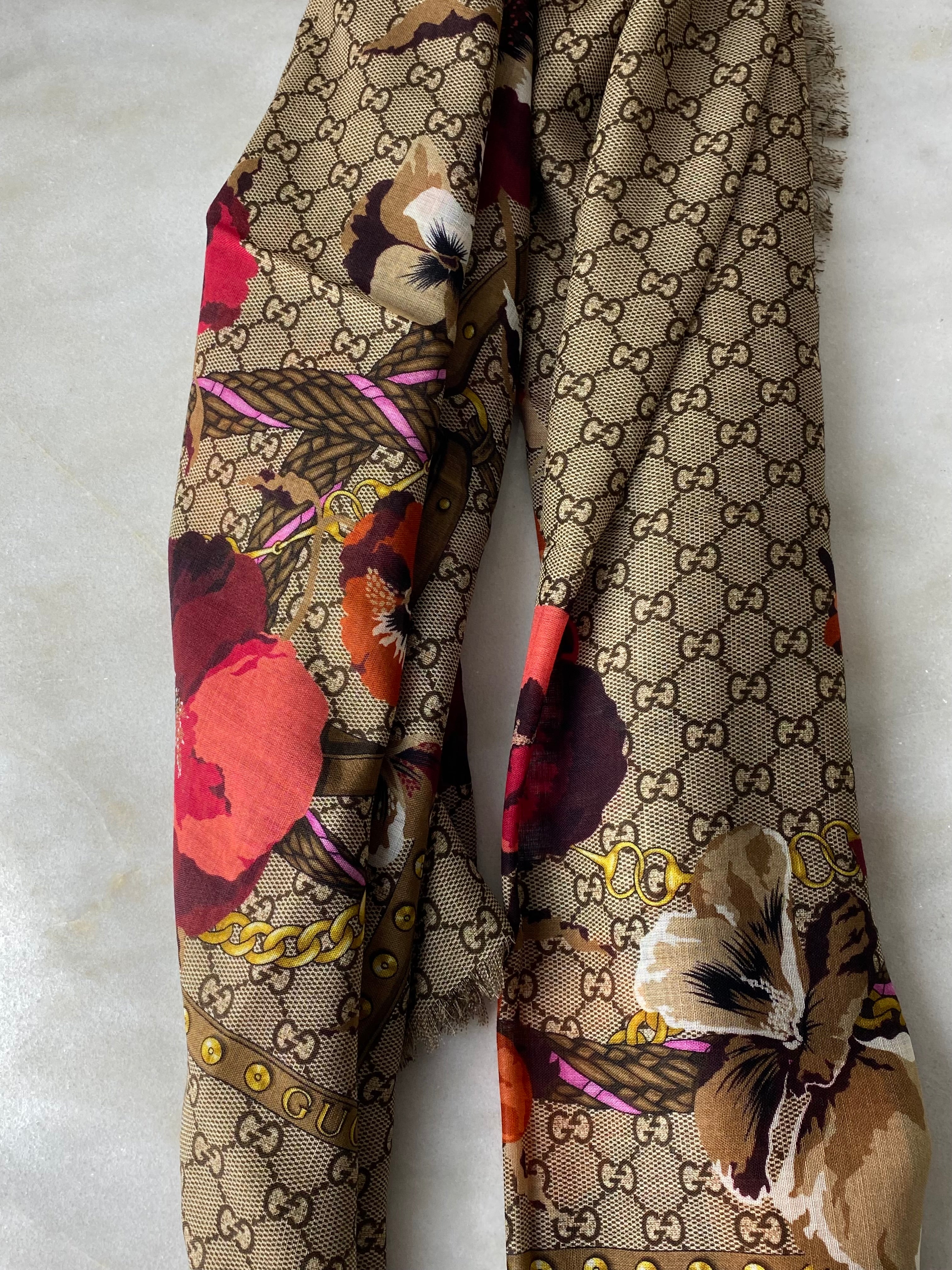 Gucci Bicolor GG Floral Scarf-Scarf-Gucci-The Closet Egypt