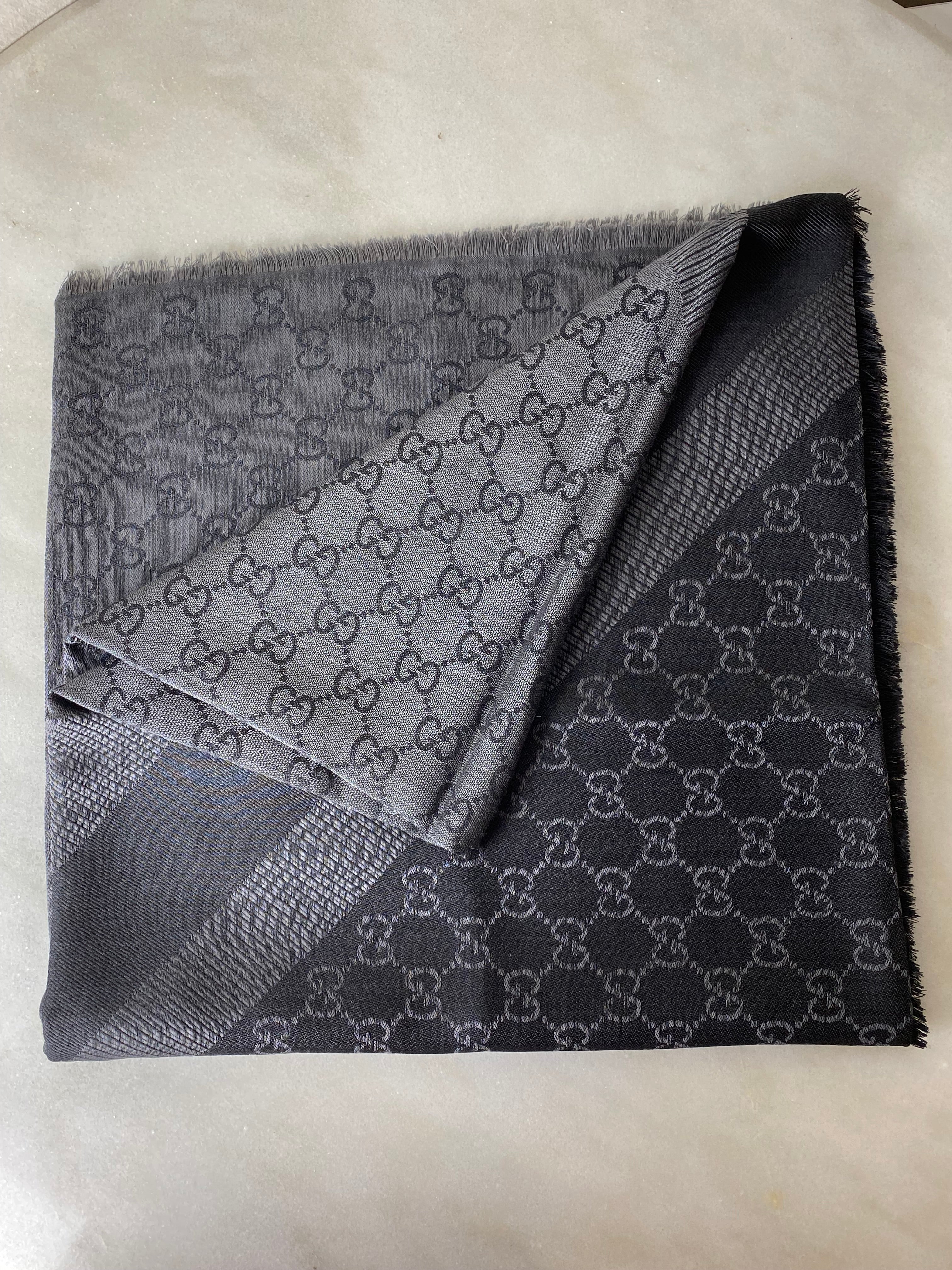 Gucci Dark Grey GG Scarf-Scarf-Gucci-The Closet Egypt