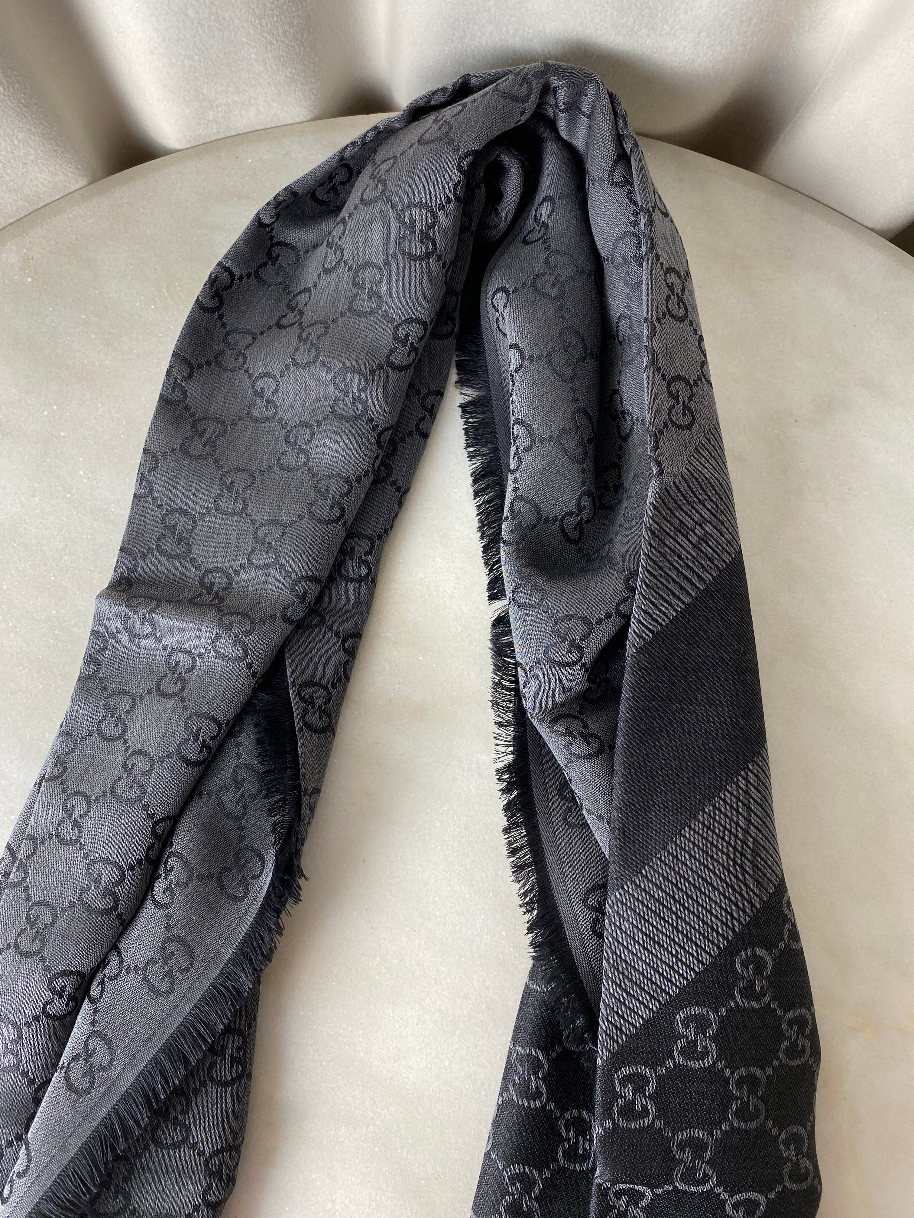 Gucci Dark Grey GG Scarf-Scarf-Gucci-The Closet Egypt