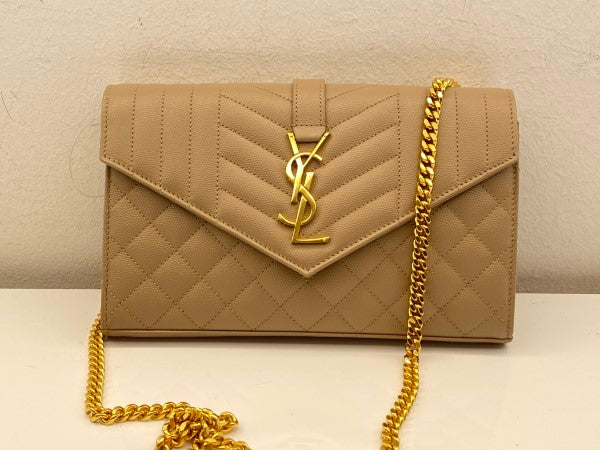 YSL Nude Envelope Wallet on Chain-Wallet Chain-YSL-The Closet Egypt
