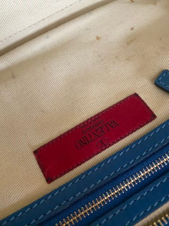 Valentino Blue Vitello Small Rockstud Two Way Tote Bag-handbag-Valentino-The Closet Egypt