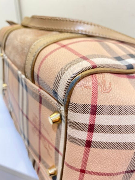 Burberry Beige Suede Haymarket Shoulder Bag-handbag-Burberry-The Closet Egypt