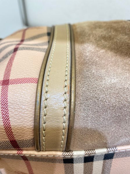 Burberry Beige Suede Haymarket Shoulder Bag-handbag-Burberry-The Closet Egypt