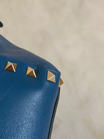 Valentino Blue Vitello Small Rockstud Two Way Tote Bag-handbag-Valentino-The Closet Egypt