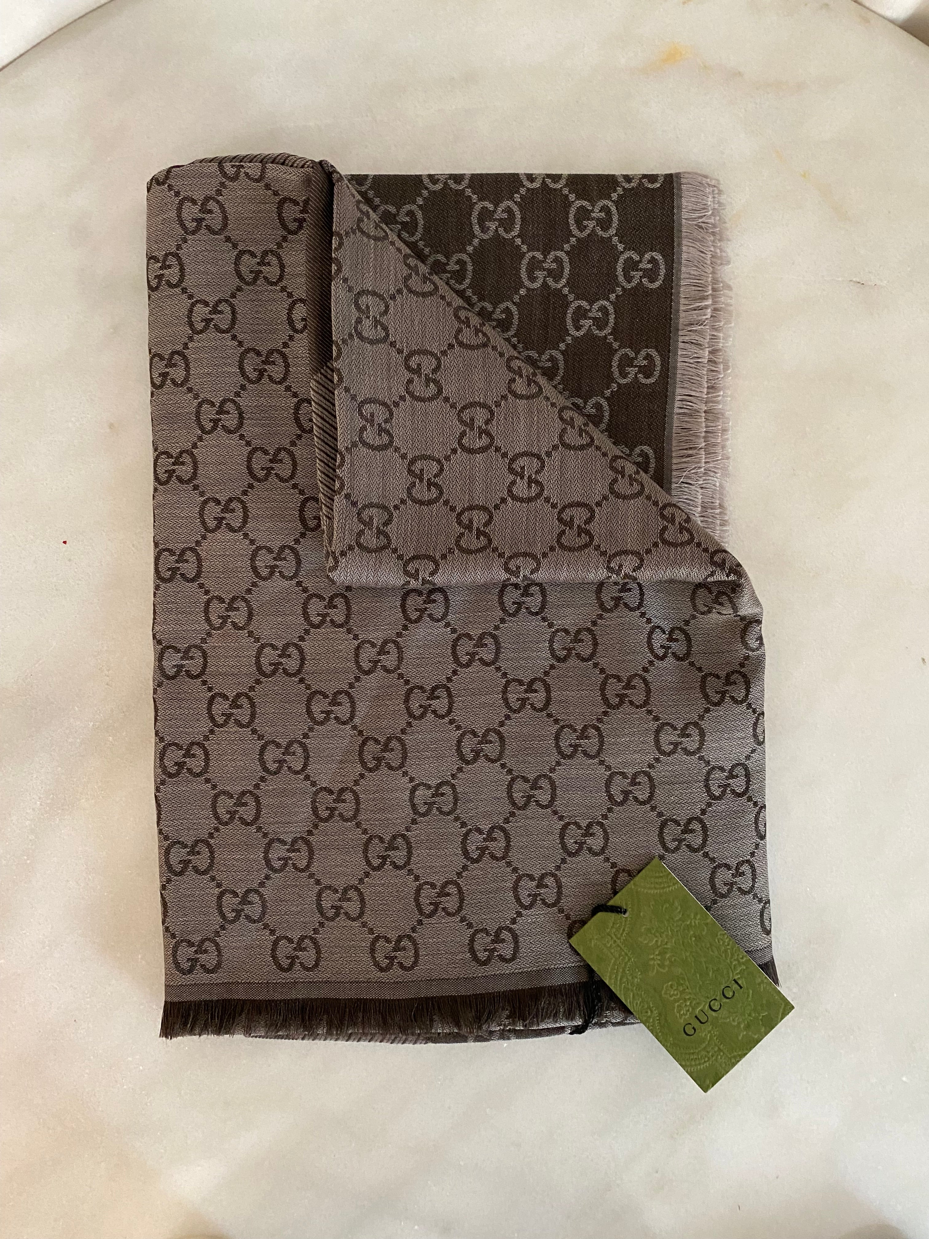 Gucci Dark Brown GG Scarf-Scarf-Gucci-The Closet Egypt