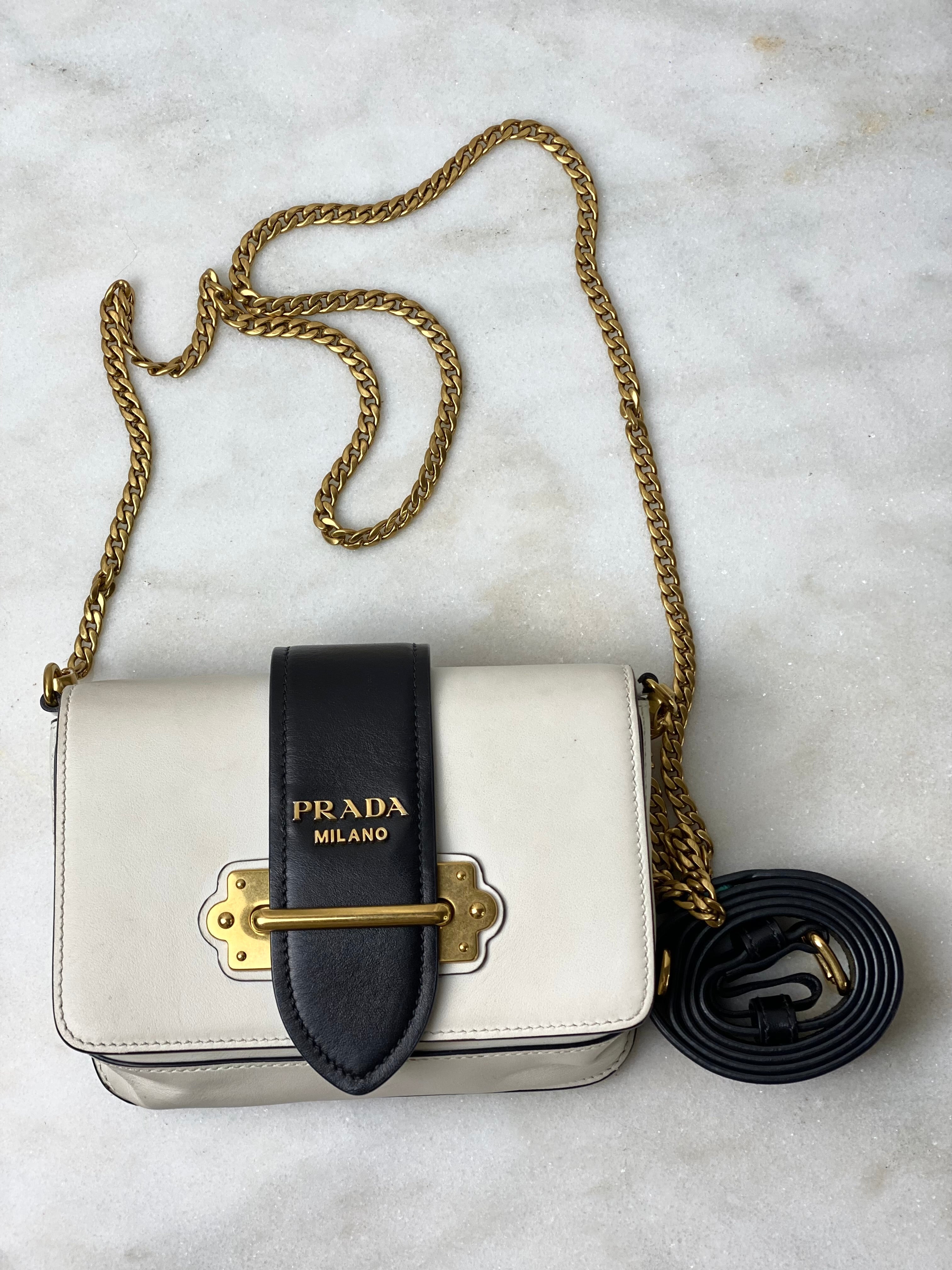 Prada Bicolor Cahier Convertible Crossbody Bag-handbag-Prada-The Closet Egypt