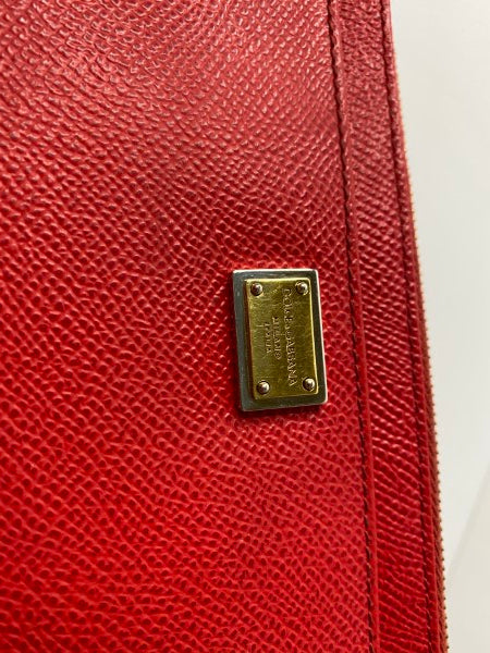 Dolce & Gabbana red leather zip card holder with gold hardware-Card Holder-Dolce & Gabbana-The Closet Egypt