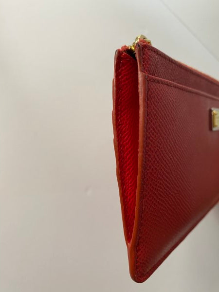 Dolce & Gabbana red leather zip card holder with gold hardware-Card Holder-Dolce & Gabbana-The Closet Egypt