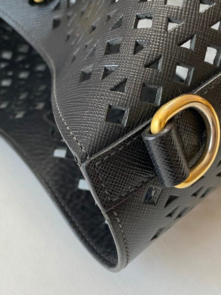 Prada Black Perforated Tote Bag-handbag-Prada-The Closet Egypt