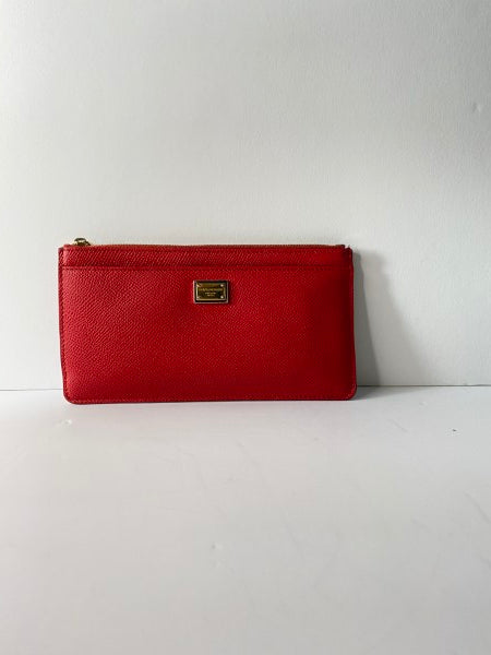 Dolce & Gabbana red leather zip card holder with gold hardware-Card Holder-Dolce & Gabbana-The Closet Egypt