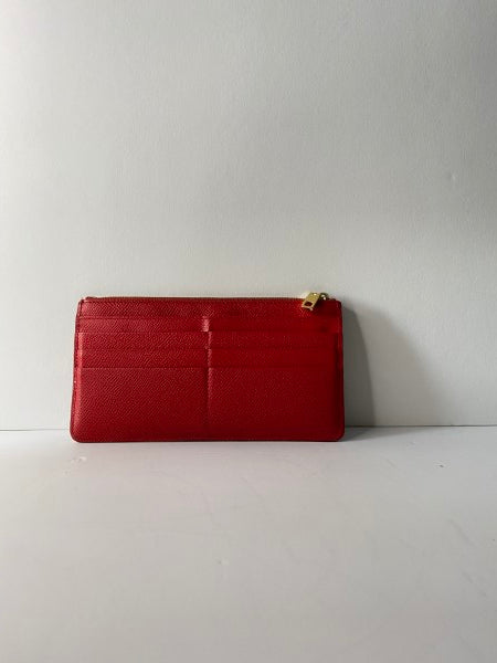 Dolce & Gabbana red leather zip card holder with gold hardware-Card Holder-Dolce & Gabbana-The Closet Egypt