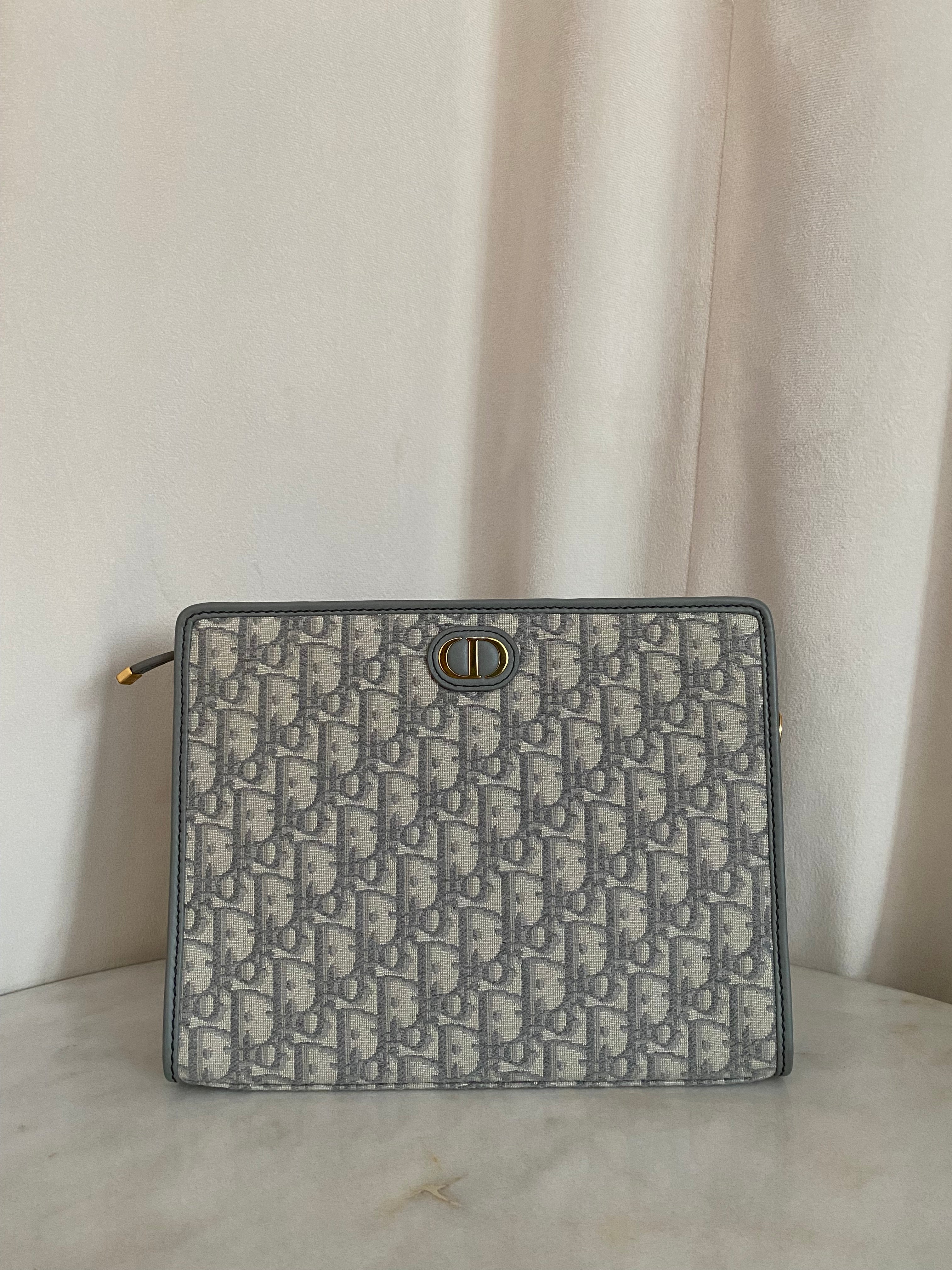 Christian Dior Gray Monogram Montaigne CD Pouch-Pouch-Christian Dior-The Closet Egypt