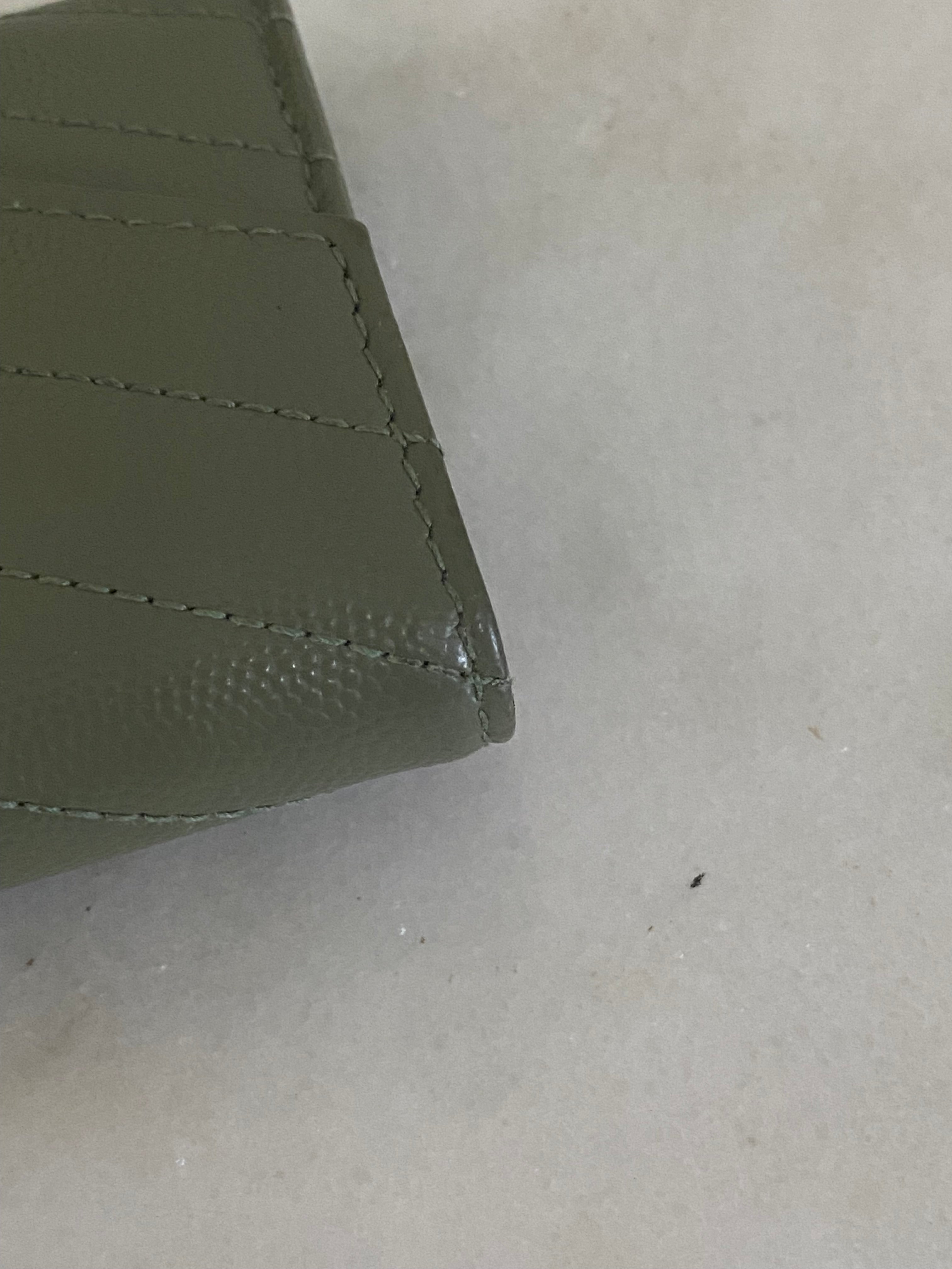 YSL Green Cassandra Small Wallet
