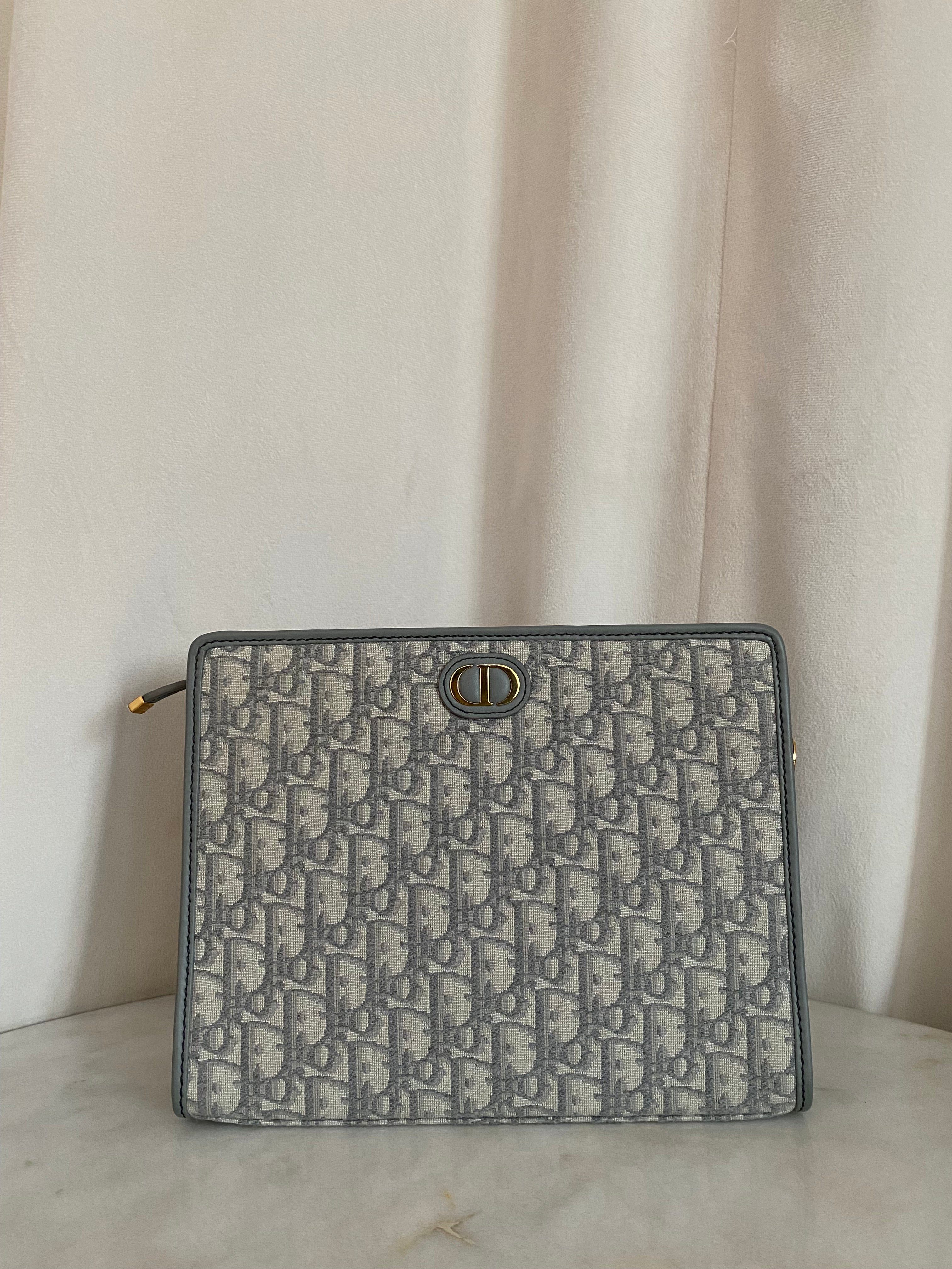 Christian Dior Gray Monogram Montaigne CD Pouch-Pouch-Christian Dior-The Closet Egypt