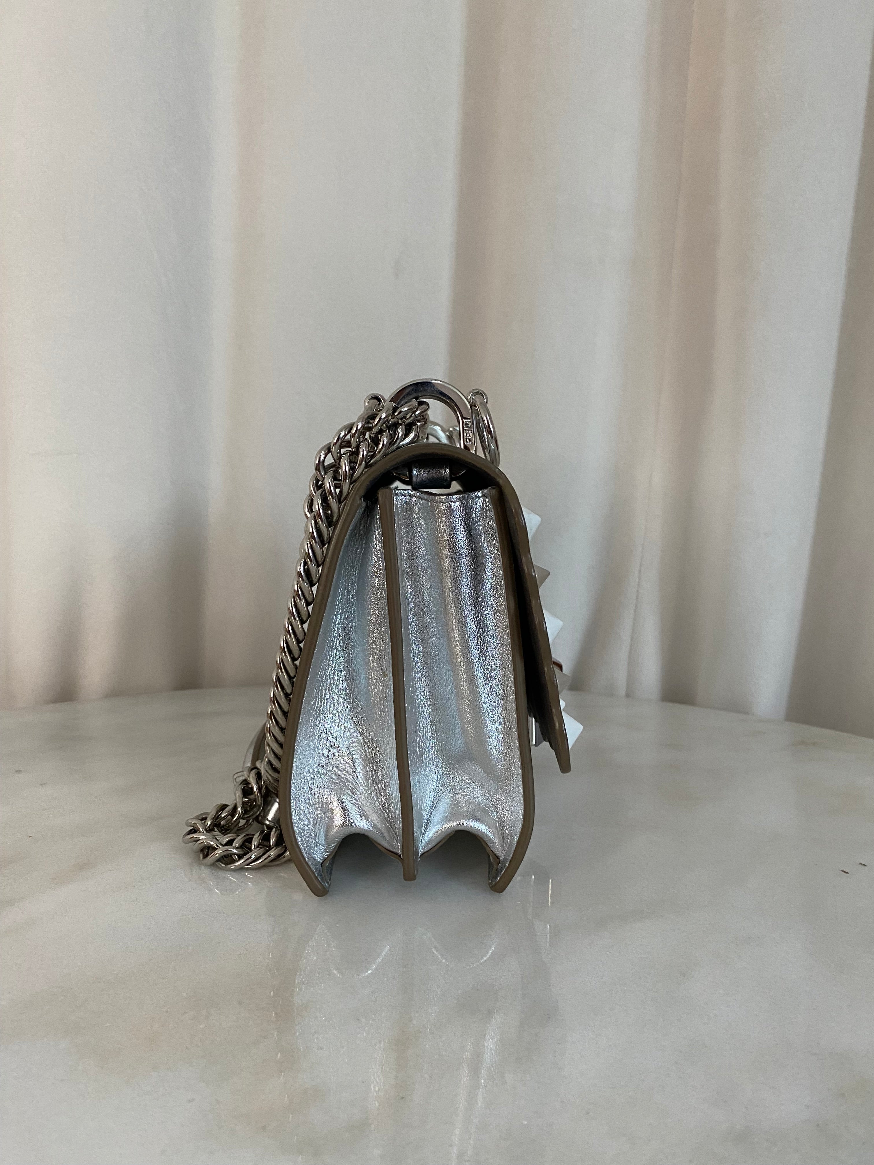 Fendi Silver Kan I Studded Shoulder Bag-handbag-Fendi-The Closet Egypt
