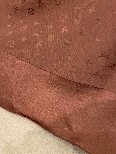 Louis Vuitton Brown Monogram Square Silk Scarf-Scarf-Louis Vuitton-The Closet Egypt