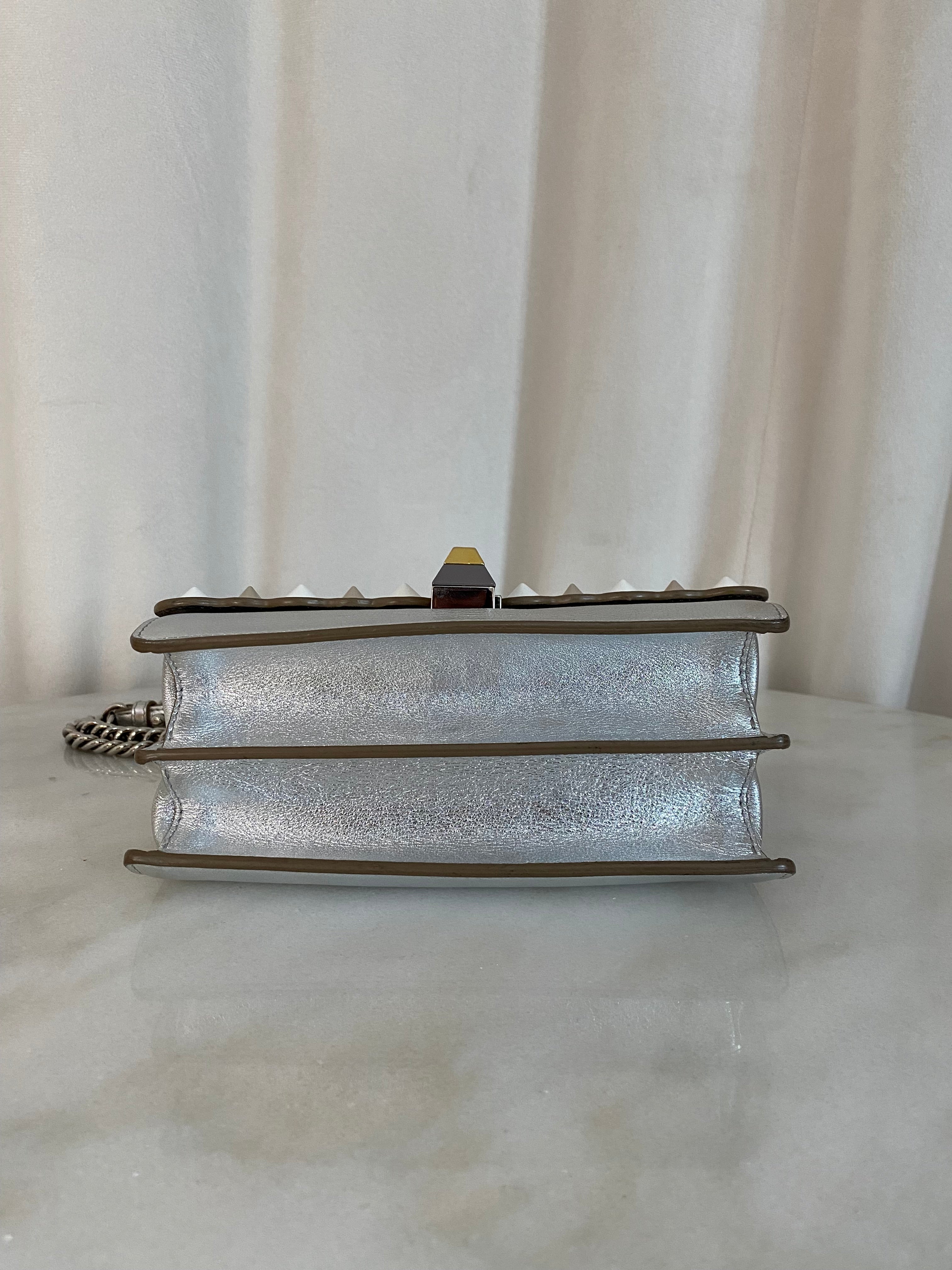 Fendi Silver Kan I Studded Shoulder Bag-handbag-Fendi-The Closet Egypt