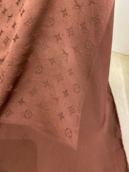 Louis Vuitton Brown Monogram Square Silk Scarf-Scarf-Louis Vuitton-The Closet Egypt