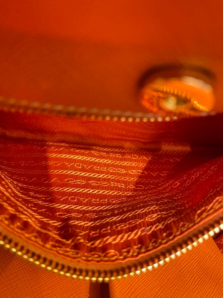Prada Orange Soft Frame Clutch-Clutch-Prada-The Closet Egypt