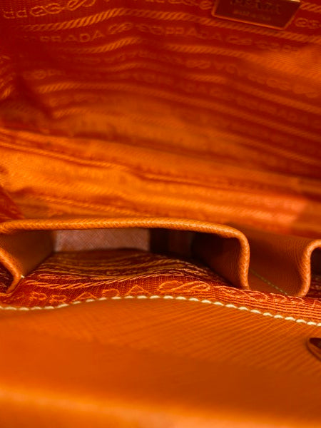 Prada Orange Soft Frame Clutch-Clutch-Prada-The Closet Egypt