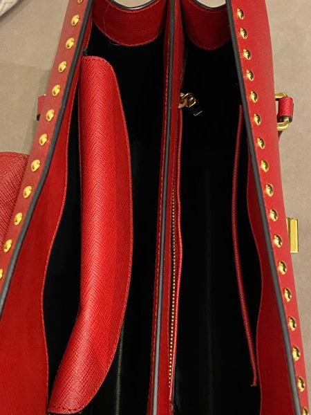 Prada Red Lux Studded Handle Bag-handbag-Prada-The Closet Egypt