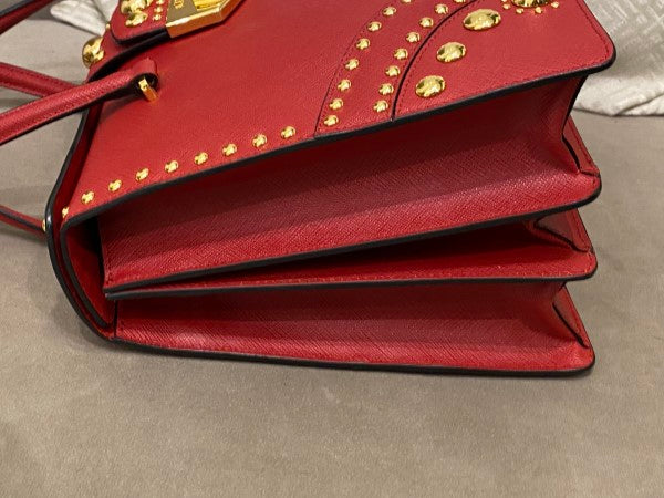 Prada Red Lux Studded Handle Bag-handbag-Prada-The Closet Egypt
