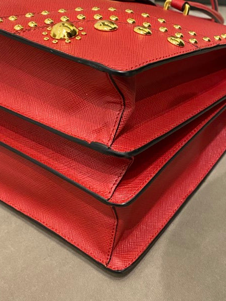 Prada Red Lux Studded Handle Bag-handbag-Prada-The Closet Egypt