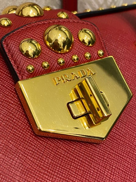 Prada Red Lux Studded Handle Bag-handbag-Prada-The Closet Egypt