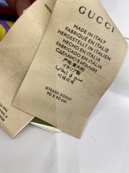 Gucci Red Multicolor Square Silk Scarf-Scarf-Gucci-The Closet Egypt