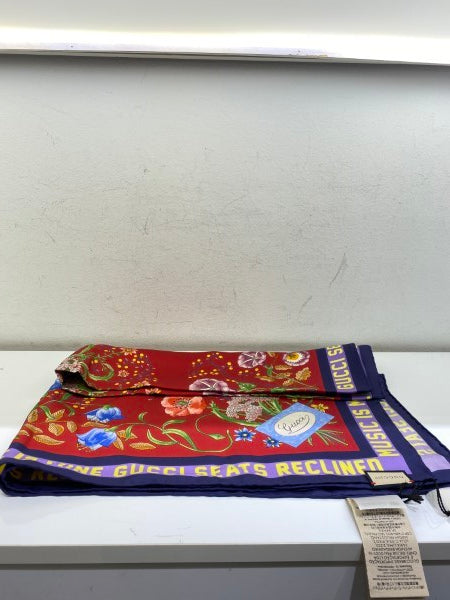 Gucci Red Multicolor Square Silk Scarf-Scarf-Gucci-The Closet Egypt