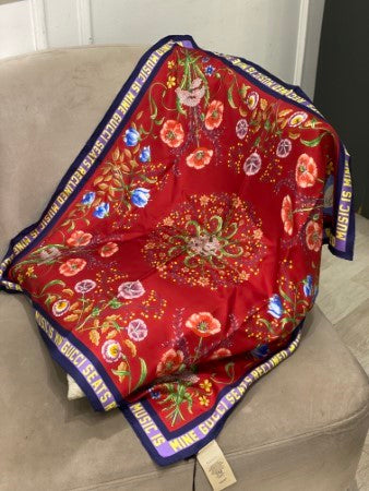 Gucci Red Multicolor Square Silk Scarf-Scarf-Gucci-The Closet Egypt